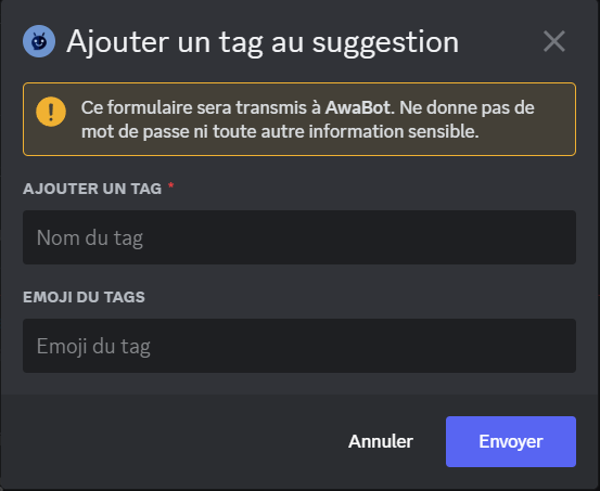 Configuration du Tag